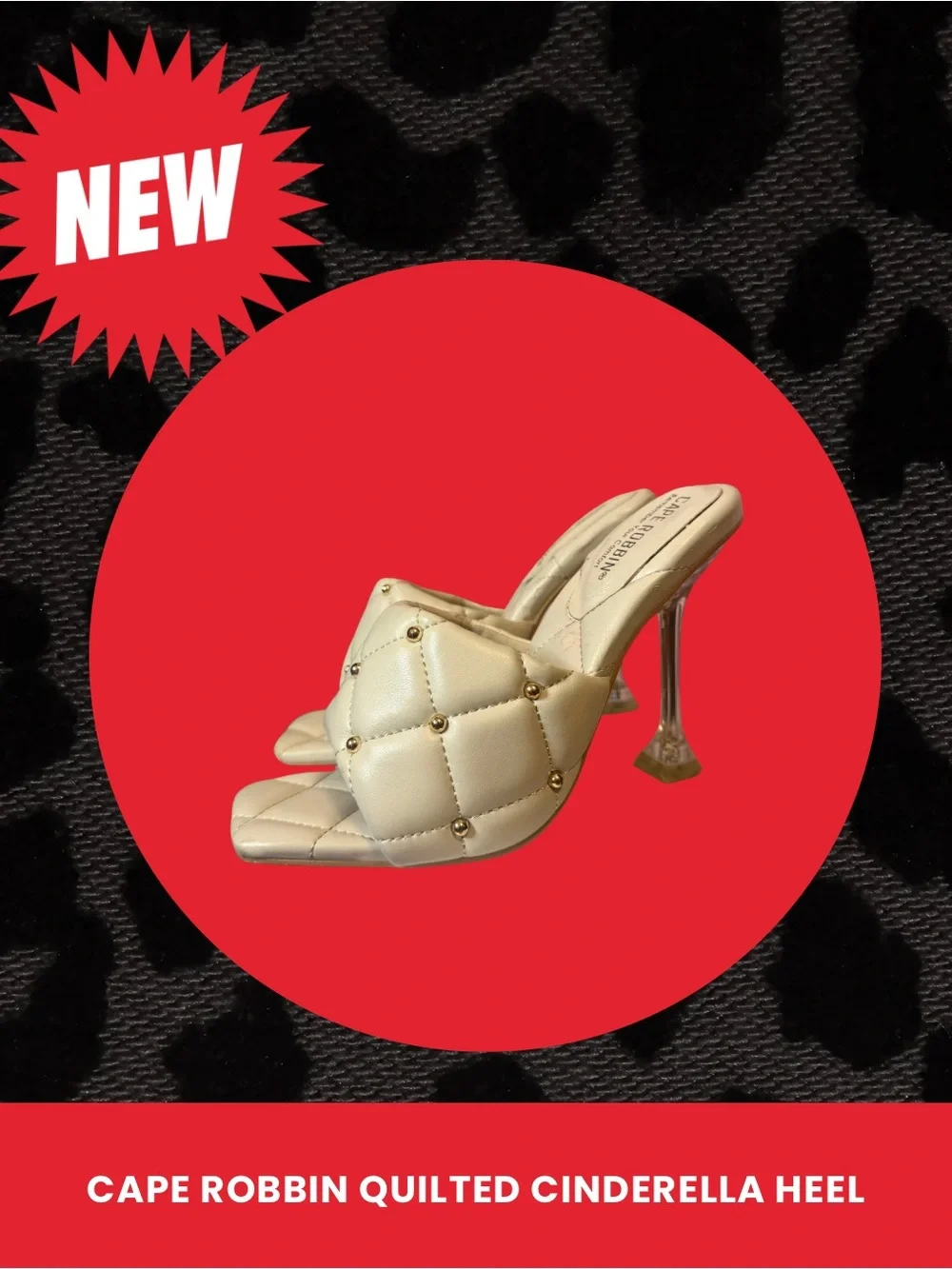 Cape Robbin Quilted Stud Mule in Cream and Gold